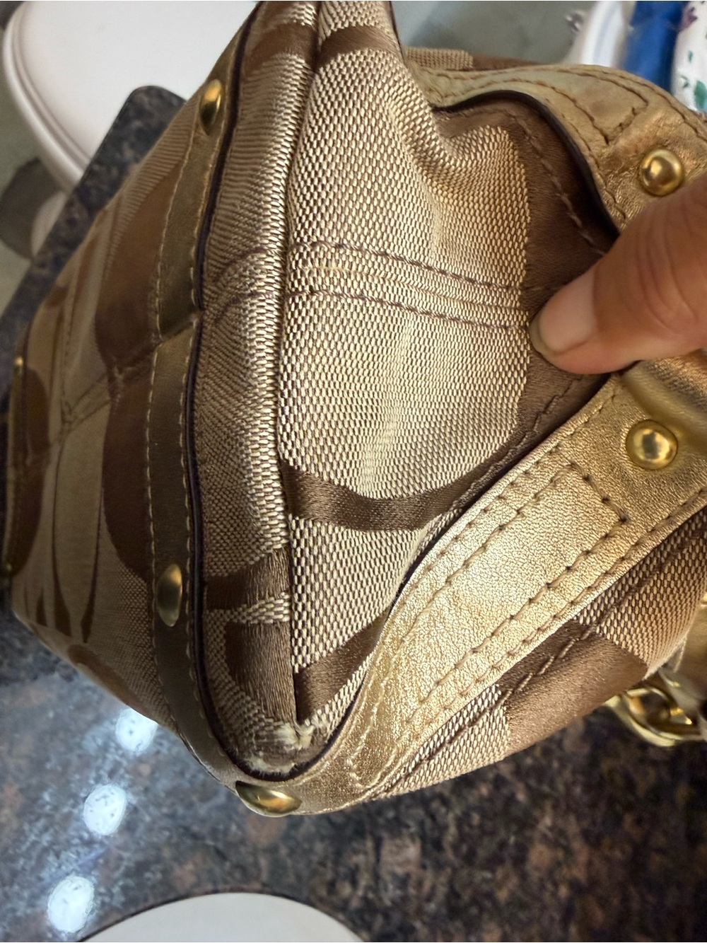 Coach Brown Signature Carly Hobo Bag - Classic Canvas - Picture 10 of 14